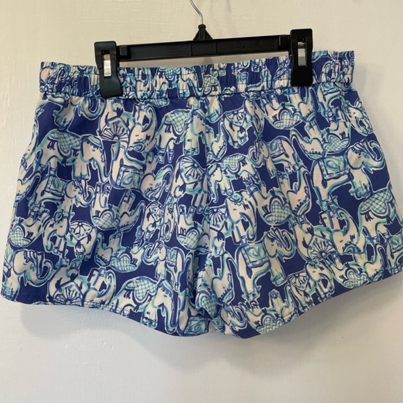 Lilly Pulitzer Run Around Luxletic Short Bomber Blue Get Trunky Elephants Small - Picture 3 of 7